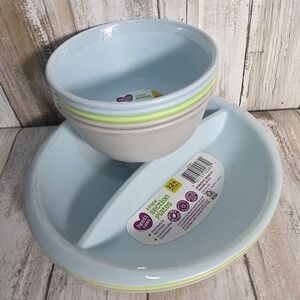 Parents Choice 2 Piece Section Plates and 3 Piece Bowls Baby Toddler Feeding Set